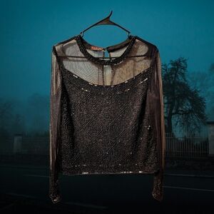 Vintage MARINA Black Beaded Women's Top